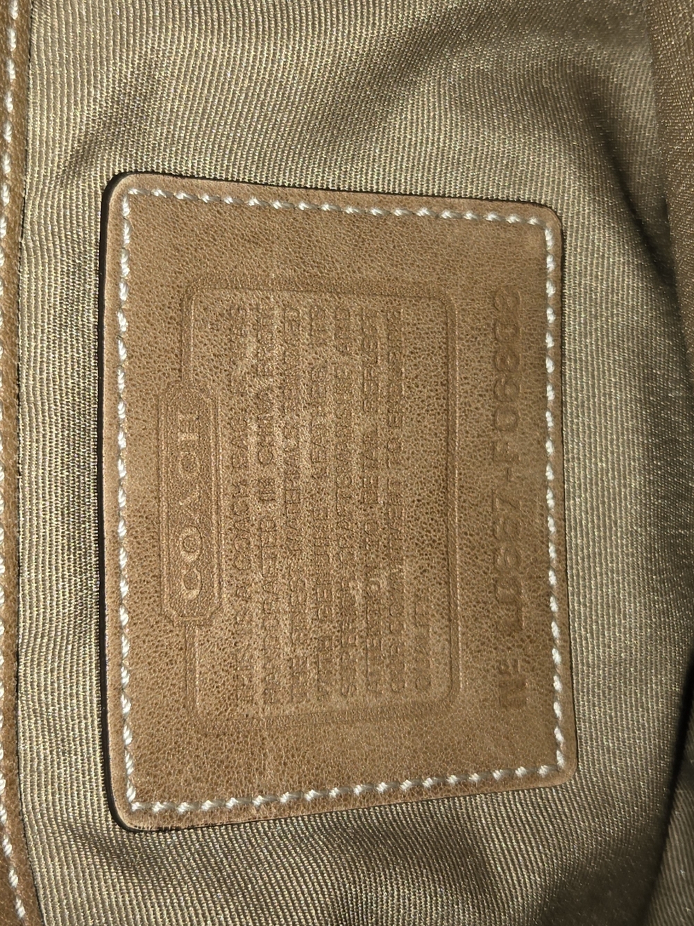 Coach Signature C Canvas Shoulder Bag Khaki Tan Leather Trim Flap Purse - Picture 10 of 10